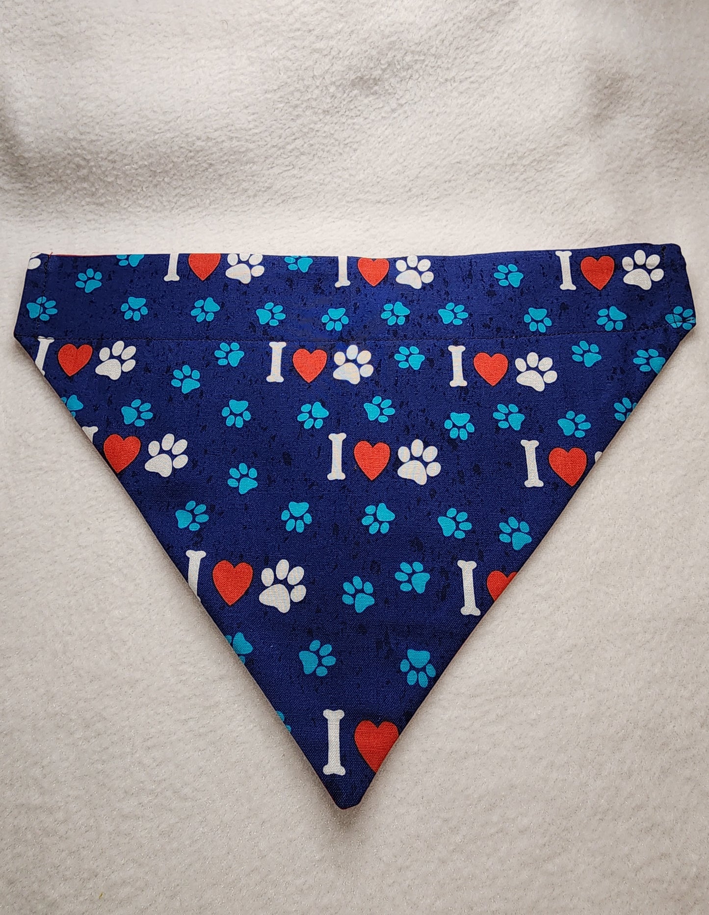 Blue I Love Paws Bandana