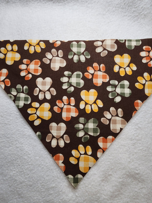 Brown Multi-Colored Paws Bandana