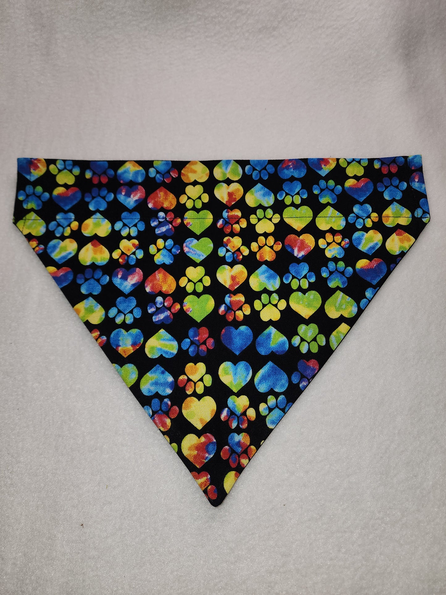 Multi-Colored Paws and Hearts Bandana